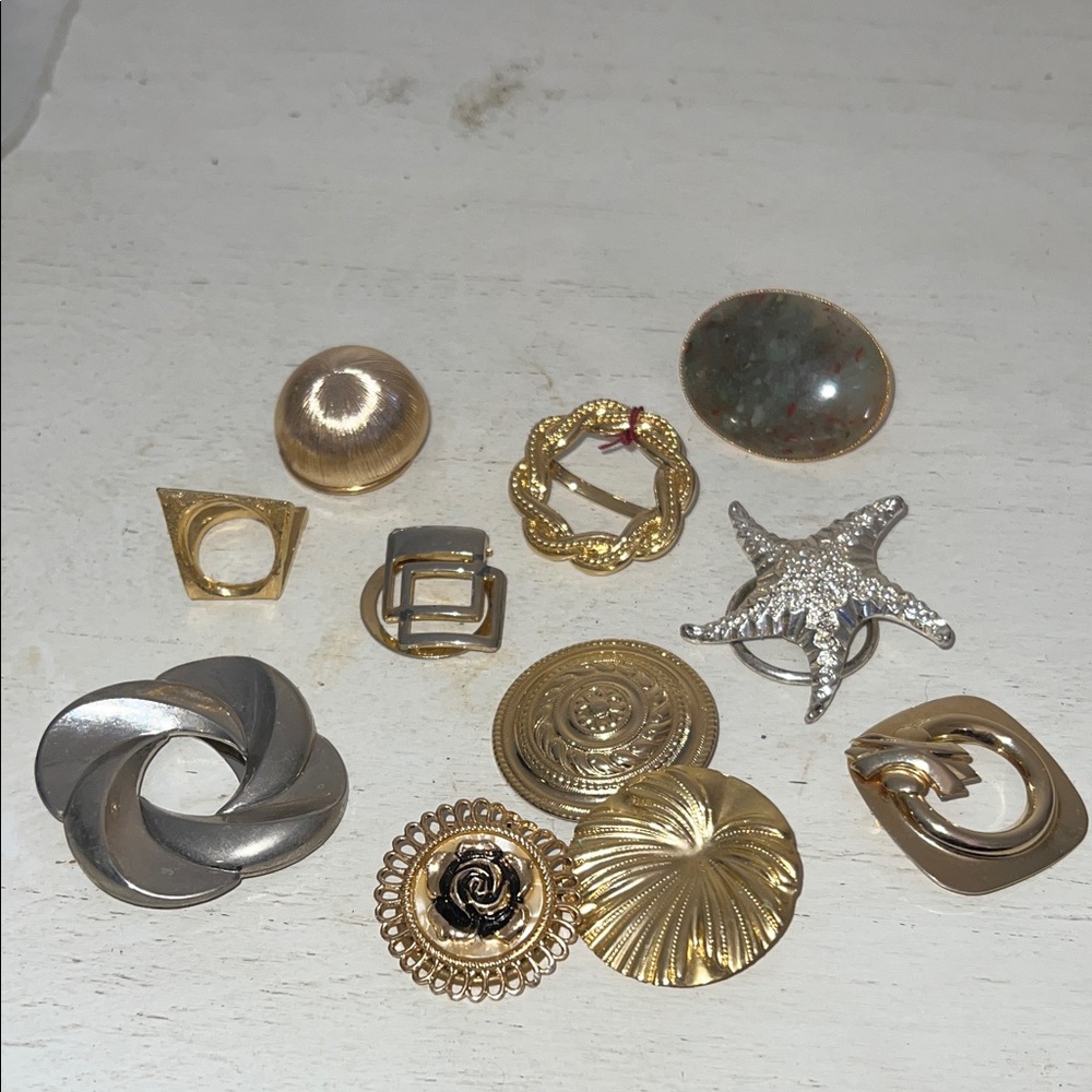 Lot Ladies scarf clips Jeri Lou & unmarked agate